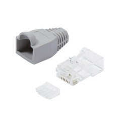 RJ45 plugs cat.6 100 pcs. utp with cover, gray