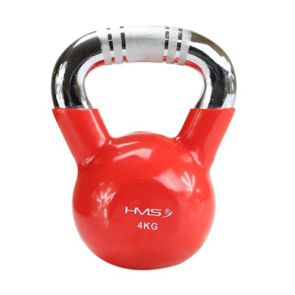 Kettlebell, čuguns, hromēts rievotais rokturis, HMS KTC08 RED / N/A