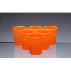 Passe au Lave Vaisselle empilable Orange Fluo/Gobelets en plastique verres/Gobelets 250ml (lot de 6)