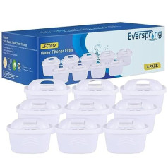 EVERSPRING TÜV SÜD sertificēta ūdens filtra nomaiņa priekš Brita Maxtra+, Maxtra Plus, Mavea, Anna Duomax Pack of 9 (9)