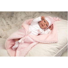 Puñecas Arias – Reborn Puppe 45 rosa mit Decke, Mehrfarbig (98020)