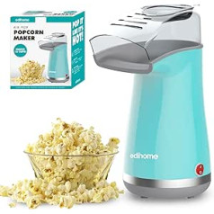 Edihome, Popcorn Machine, Electric Popcorn Maker, 1200 W, Includes Dosing Spoon, Pop Grain Ready in 2 Minutes, Home Cinema, Series (Blue)