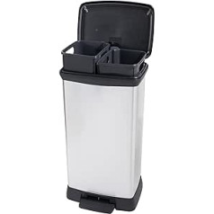 Curver Deco Duo Pedal Bin 23 + 23 L Sudrabs