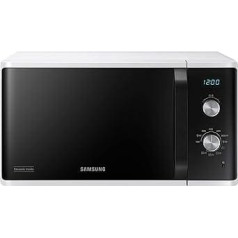 Samsung MG23K3614AW/EG mikroviļņu krāsns ar grilu / 23 litru gatavošanas vieta / 800 W / liels grila elements vienmērīgai brūnināšanai / pret skrāpējumiem izturīga keramikas emalja iekšpuse balts