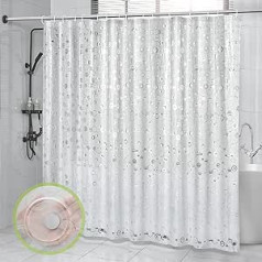 OTraki Shower Curtain Anti-Mould Waterproof Antibacterial Eva Curtain for Shower and Bathtub 3D Semi-Transparent Environmentally Friendly 0.2 mm Thickness Including Super Shower Curtain Rings