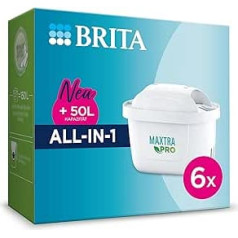 BRITA Maxtra Pro viss vienā ūdens filtra kasetne, 6 iepakojumi (pusgada krājums), rezerves kasetnes samazina kaļķakmens, hlora, pesticīdus un piemaisījumus krāna ūdenim ar labāku garšu