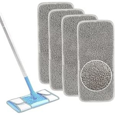 Wiederverwendbare Wischpads für Flash Speedmop, strapazierfähige Mikrofaser, Nass- und Trockenreinigung, maschinenwaschbar, bis zu 100 x grau (4 Stück)