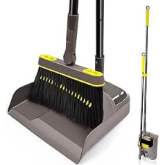 JEHONN Broom and Dustpan Set with Long Handle 138 cm, 180 Degree Rotatable Camping Dustpan Indoor and Shovel for Awning, Home, Office, Lobby, Patio