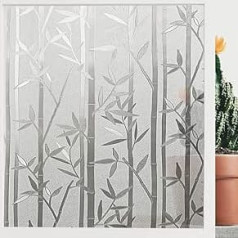 Finnez Window Film, Bamboo Privacy Film, Window Self-Adhesive Opaque Adhesive Film, 3D Decorative Film, Static Anti-UV for Bathroom, Bedroom, Kitchen, 60 x 200 cm