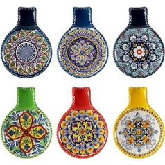 HENXFEN LEAD keramikas karotes paliktnis, komplekts pa 6, virtuves piederumu turētājs, galda piederumi, karotīšu turētājs, porcelāns karotēm, kausi, knaibles, krāsains, iepakojumā pa 6 — Bohēmijas stils