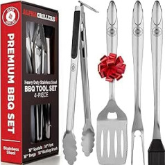 Chalpr ultra clear case, Alpha Grillers premium BBQ grilling tools set Extremely durable stainless steel spatula, locking pliers and fork accessories