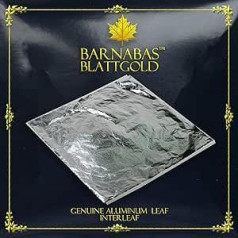 Barnabas Blattgold: sudraba lapu imitācijas vaļīgas loksnes [100 loksnes, 16 cm] — arī alumīnija loksnes, sudraba lapas gleznošanai, sudraba folijas loksnes amatniecībai, sudraba lapu lapas amatniecībai