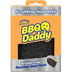 Scrub Daddy BBQ Daddy nomaiņa grila birstes galva — tīrīšana ar tvaiku ar tērauda skruberi un nerūsējošā tērauda skrāpi — bez sariem — iekļauta Scour Daddy tērauda rezerves galviņa, 1 ct, melna