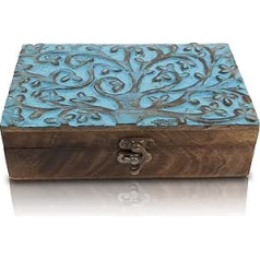 Great Birthday Gift Handmade Decorative Wooden Jewellery Box with Tree of Life Carving Jewellery Organiser Keepsake Box Treasure Chest Jewellery Set Holder Watch Box Storage Box