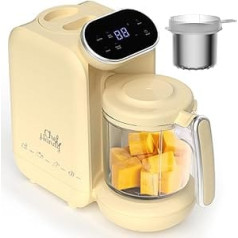 5-in-1 Baby Food Processor, Baby Food Maker, Baby Food Maker, Baby Food Preparation, Bottle Warmer - Baby Steaming, Mixing, Reheating, Yellow