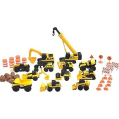 CAT® Construction Little Machines Mega Set I With 40 Pieces I Includes Vehicles, A Crane, Road Signs, Cones, Blocks and Cylinders I For Children Aged 3 Years and Up