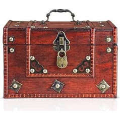 Brynnberg Dominique dārgumu lāde 24 x 20 x 15 cm - liela dārgumu lāde, brūna, dekorēta ar kniedēm, ar vāku, slēdzeni un atslēgu, slēdzama pirātu kaste, glabāšanas kaste ar augšējo rokturi