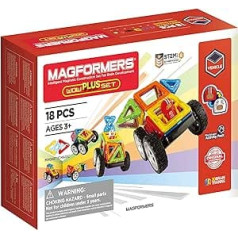 MAGFORMERS Wow Plus 707020 magnētisko celtniecības bloku komplekts, 18 gabali, magnētiska rotaļlieta bērniem, dāvanas gadi, zēni, meitenes, bloki