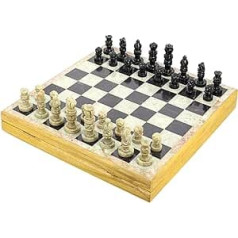 Ajuny Beautifully Crafted Unique Stone Art Chess Set Hand Carved Stone Pieces Board Size 12x12 Inches