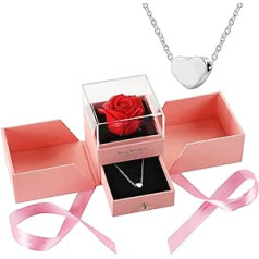 AFSTALR mūžīgās rozes bezgalības rozes ar sarkanām rozēm dāvanu kastīti, mūžīgās rozes dāvanas sievietēm Sieva draudzene apburts īsts rozes zieds Valentīna dienai