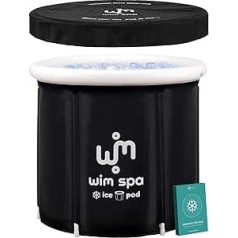 Wim Spa ledus pods (80 cm diametrā x 80 cm) XL — salokāma, izolēta ledus vanna/ledus muca aukstuma terapijas vannai, ledus vannas pārnēsājamā vanna, kurā iekļauts lietus pārklājs un bezmaksas e-grāmata