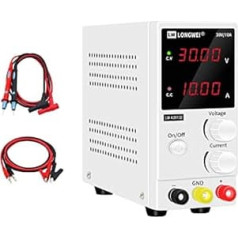 LONGWEI Laboratory Power Supply 30 V 10 A, Laboratory Power Supply, DC Power Supply 4-Digit LED Display, with 4 Pieces Multimeter Cable, Adjustable Power Supply for Arduino, Electroplating Set, DIY,