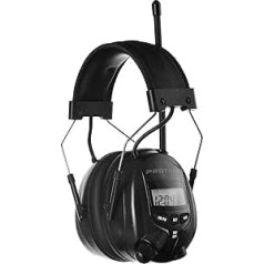 PROTEAR Hearing protection headphones are used to reduce noise protection earmuffs, earphones with a of 30 dB, digital AM/FM radio, suitable for garden, to protect hearing, black