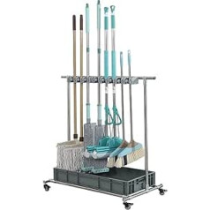 Broom Holder & Device Holder Multi-Purpose Shelves Broom Holder Organiser / Movable Cabinet Storage Cabinet Mop Rack / Floor Standing Cleaning Tool Trolley for Garden Garage Schools Hotels Hospital