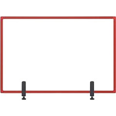 Bi-Office 90 x 60 cm stikla dēlis ar metāla kronšteiniem piestiprināšanai pie galda ar sarkanu alumīnija rāmi