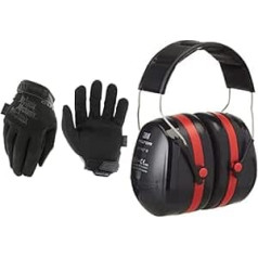 Mechanix Tscr-55-010 Men's Gloves Tactical Specialty Pursuit CR5 Gloves TSCR 55 010, Covert, L EU & 3M Peltor Optime III Ear Protection Black/Red