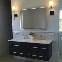 Зеркало Meidom для ванной комнаты с подсветкой, 101 x 76 см, противотуманное, с 3 цветовыми температурами, большое зеркало для ванной комнаты с рам
