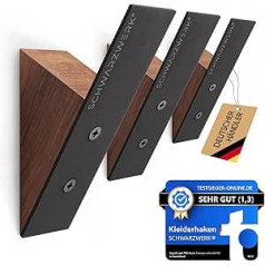 SCHWARZWERK Wall Hooks, Coat Hooks, Coat Hooks [Set of 3] with Mounting Material - Towel Hooks, Hat Hooks, Coat Hooks, Jacket Holder (Black-Walnut)