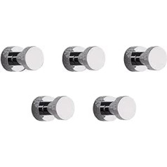 BGL Self Adhesive Hooks, Heavy Duty Wall Hooks, Towel Hooks for Bathroom Kitchen Door Closet Cupboard Brass 5 Packs (Chrome)