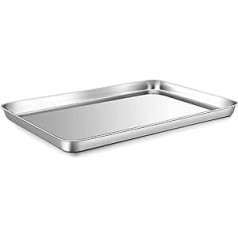 Onader Baking Tray, Rectangle Stainless Steel Large Professional Oven Tray for Cooking, Serving Tray, Non-toxic and Healthy, Mirror, Dishwasher Safe, 40.5 x 30.5 x 2.5 cm