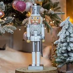 The Christmas Workshop 71039 Nutcracker Soldier Wood 35 cm High White Silver Christmas Decoration