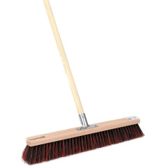 BawiTec Special Broom Arenga Elaston Bristle Mix with Sturdy Wooden Handle Diameter 28 mm Width x Length (50/140 cm) Street Broom with Handle and Metal Handle Holder Screwed Arenga Broom