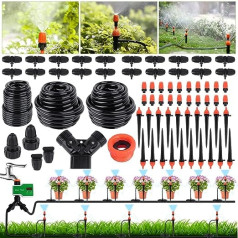 Aedcbaide 20 Kits Automatic Irrigation System with Drip Irrigation, 20 m + 10 m Irrigation System, Garden Drip Irrigation System, LED Display and Battery Plants Watering for Garden Balcony