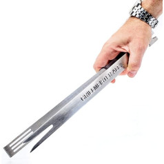 Diamandi Barbecue Tongs with Name Engraving – Stainless Steel – Engraved Both Sides with Personal Text – Personalised Meat Tongs