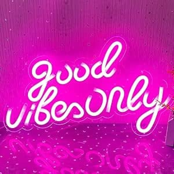 Rosa Good Vibes Neon Sign LED Neon Light Sign Neon Lights Decor Acrylic Light Sign Neon Light for Bedroom Wall Bar Party Decor