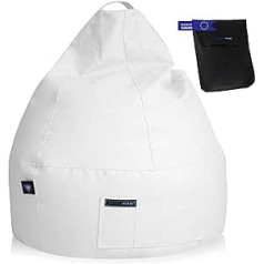 BLUZIMAN® - XXL Bean Bag Made of Faux Leather in Europe, Large Bean Bags for Children and Adults, Giant Pouf Seat Bag Chair (White, XXL - Without Filling)