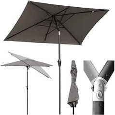 Sekey 210 × 140 cm alumīnija saulessargs tirgus lietussargs dārza lietussargs iekšpagalms lietussargs saules aizsardzība kapučīno UV 50+ taisnstūrveida