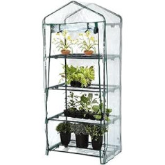 Garden Mile Premium 4 Tier Clear Greenhouse 130cm Tall 4 Tier Greenhouse Garden Plant Protection Outdoor Waterproof Weatherproof Free Standing