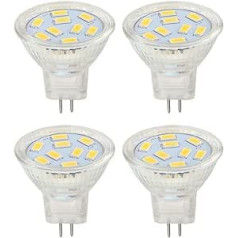 MR11 GU4 LED 12V Bulbs 2W LED Bulbs Equivalent to 20W Halogen Lamps Cool White 6000K Suitable for Home, Landscape, Embedded, Rail Lighting (4 Pack)