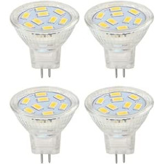 MR11 GU4 LED 12V spuldzes 2W LED spuldzes, kas atbilst 20W halogēnām lampām Cool White 6000K, piemērotas mājām, ainavai, iegultās, sliežu apgaismojumam (4 komplekti)