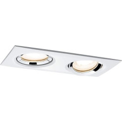 Paulmann 92902 Nova Plus LED Einbauleuchte schwenkbar eckig IP65 2x7W dimmbar Einbaustrahler Weiß matt, Chrom Spot Alu Zink Einbaulampe 2700K GU10