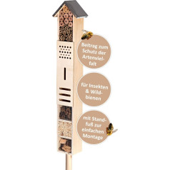 CULT at home Insect Hotel Large XXL Standing with Ground Spike Insect House Total Height 151 cm Bumble Bee House Bee House Ladybird House Nesting Box and Decoration for Garden and Balcony