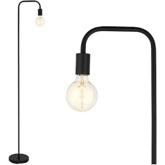 BBHome Retro izliekta grīdas lampa, minimālisma metāla grīdas lampa ar kāju slēdzi guļamistabai, viesistaba, lasīšana, birojs, 165 cm, E27 (melns)