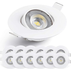 Emos LED padziļināts prožektors 230 V, 5 W / 450 lm, 50° grozāms, neitrāli balts 4000 K, padziļināts prožektors, LED prožektors, plakans 68 mm cauruma izmērs, 12 LED prožektoru komplekts, apaļš (korpusa krāsa balta)