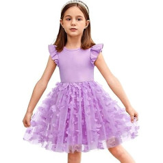 Arshiner Girls' Dresses Toddler Tulle Dress Flying Sleeves Princess Dress Festive Dress Tutu Children's Dress Cotton Party Dress Birthday Wedding Summer Dress 2-7 Years