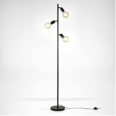 B.K.Licht - Floor lamp - black retro floor lamp with foot button - E27 socket - without bulb - 160 cm height